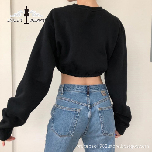 Elastic Midriff-baring Fashion Girls Blouse